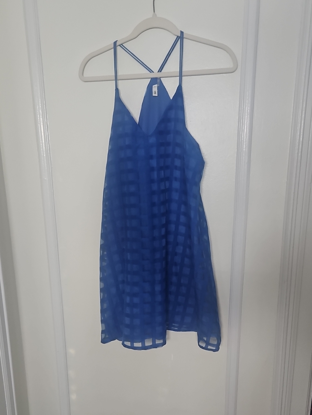 Weekend Sale ✨️glam Royal Blue Strappy Checkered Sundress